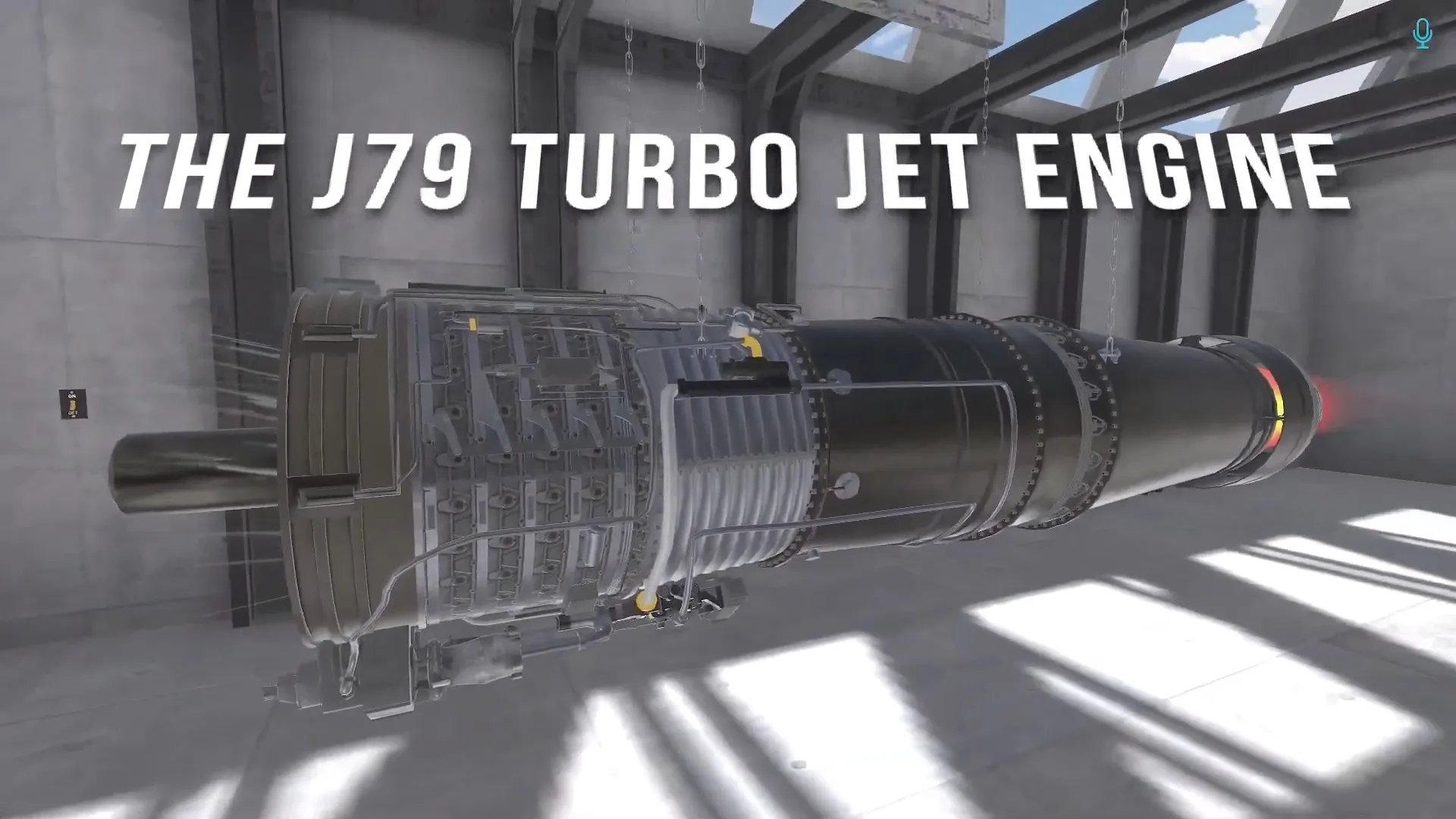 J79 Turbojet Engine in hanager.